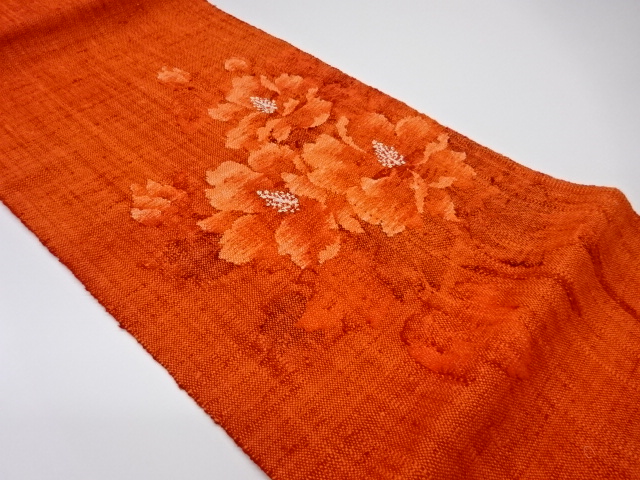 JAPANESE KIMONO / VINTAGE NAGOYA OBI / MAWATA TSUMUGI / WOVEN FLOWERS